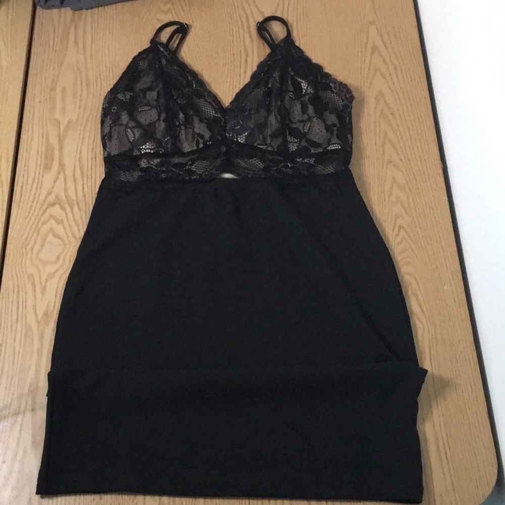 Womens Shein Lacey Dress Polyester Spandex Stretchy Lightweight Black Tan Size 6